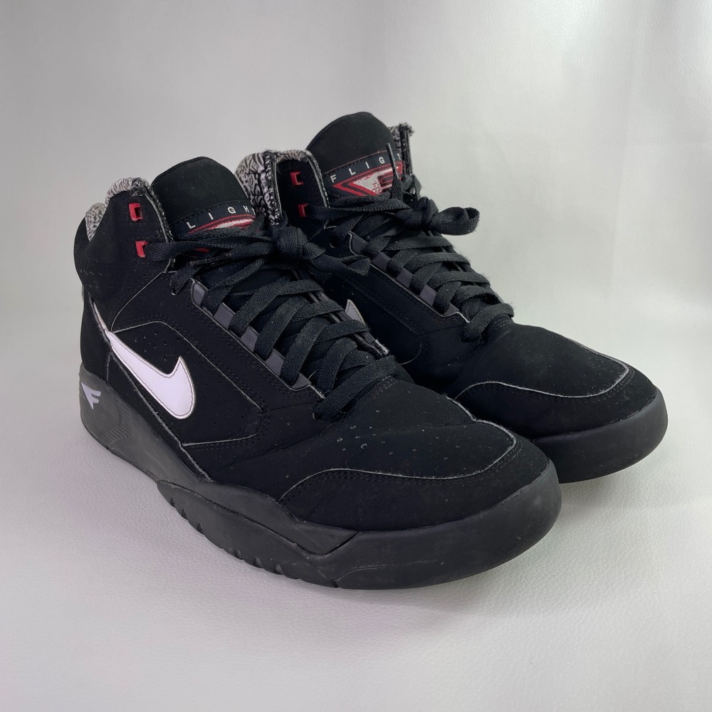 Nike Air Flight Lite Mid Mens 9.5 Black White University Red DQ7687-003 Sneaker